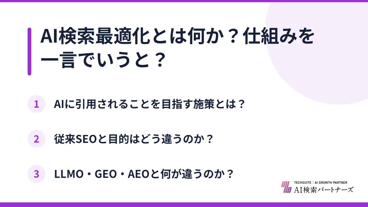 AI検索最適化とは何か?仕組みを一言でいうと?