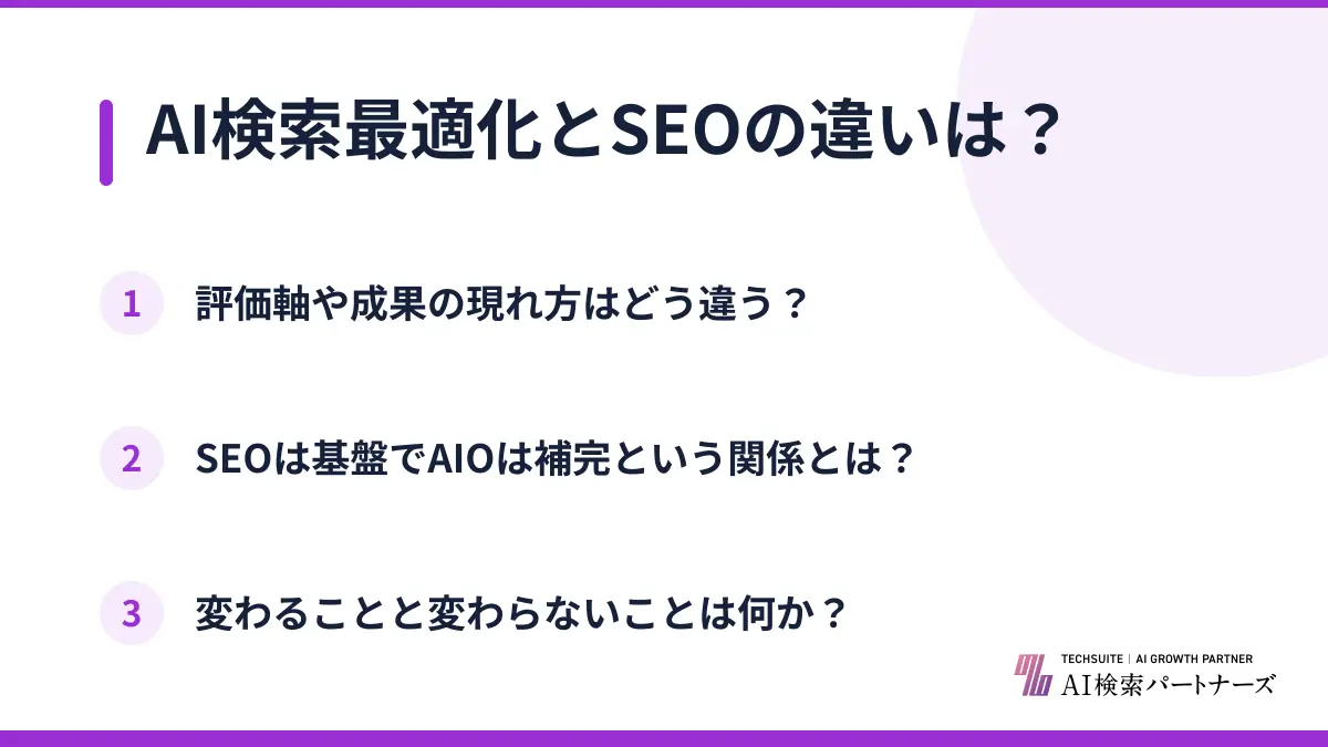 AI検索最適化とSEOの違いは?