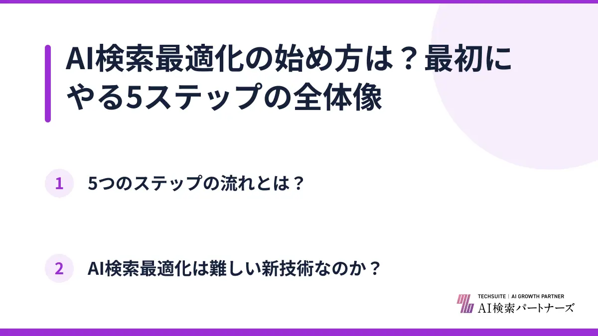 AI検索最適化の始め方は？最初にやる5ステップの全体像