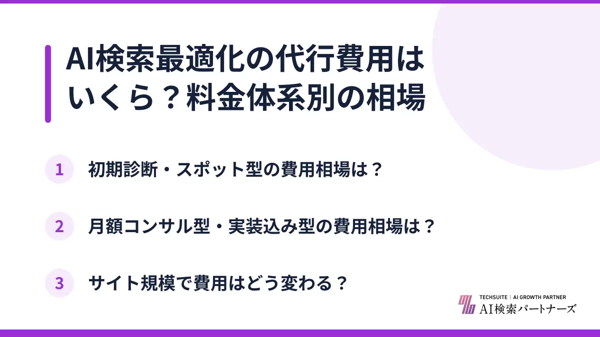AI検索最適化の代行費用はいくら?料金体系別の相場