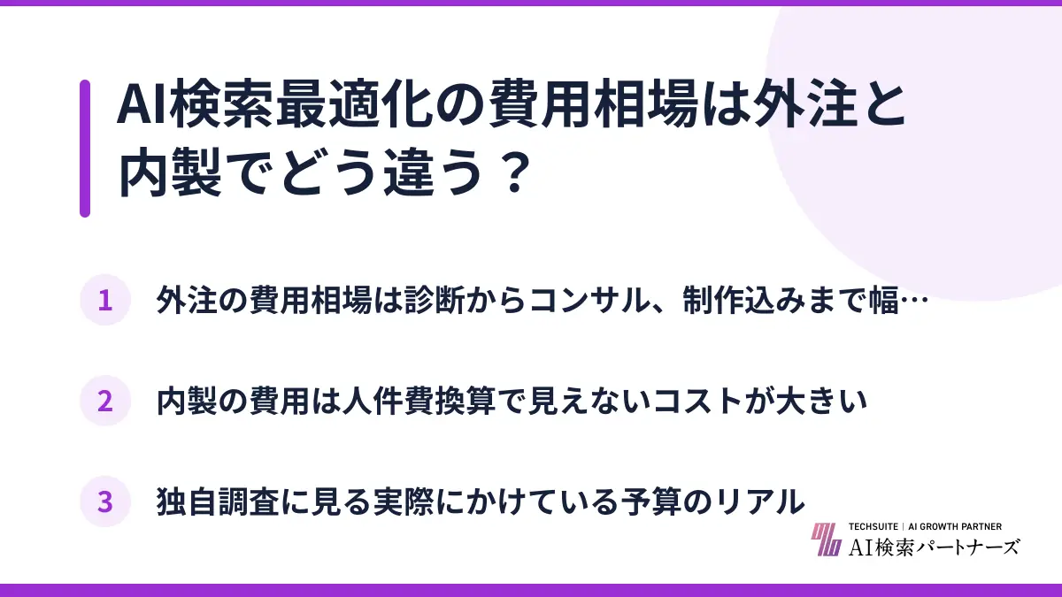AI検索最適化の費用相場は外注と内製でどう違う？