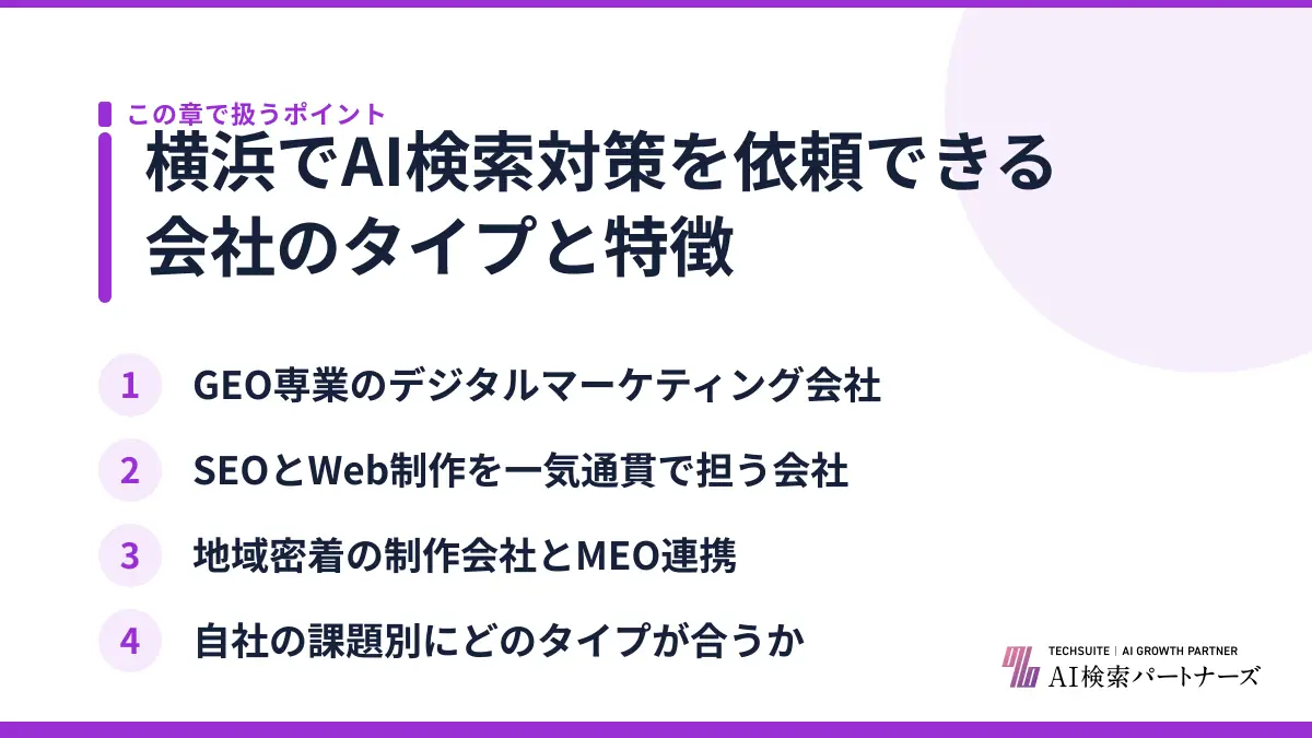 横浜でAI検索対策を依頼できる会社のタイプと特徴