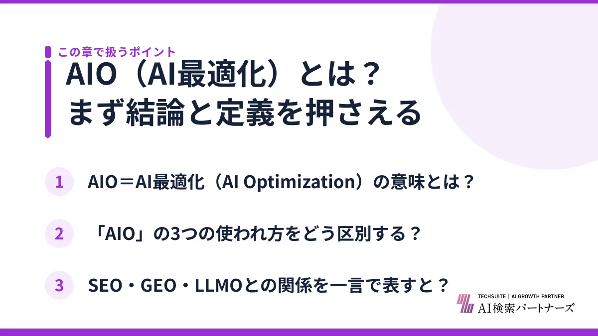 AIO（AI最適化）とは？まず結論と定義を押さえる