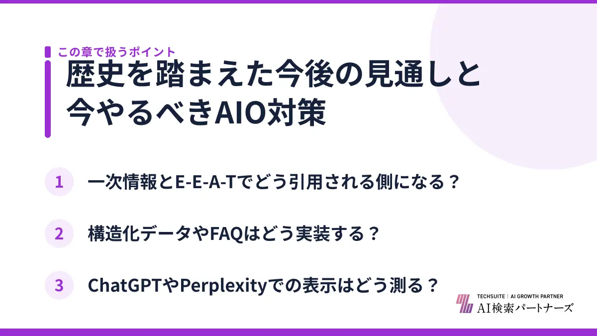 歴史を踏まえた今後の見通しと今やるべきAIO対策