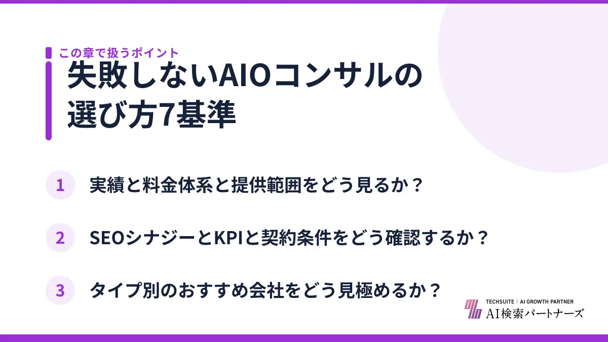 失敗しないAIOコンサルの選び方7基準