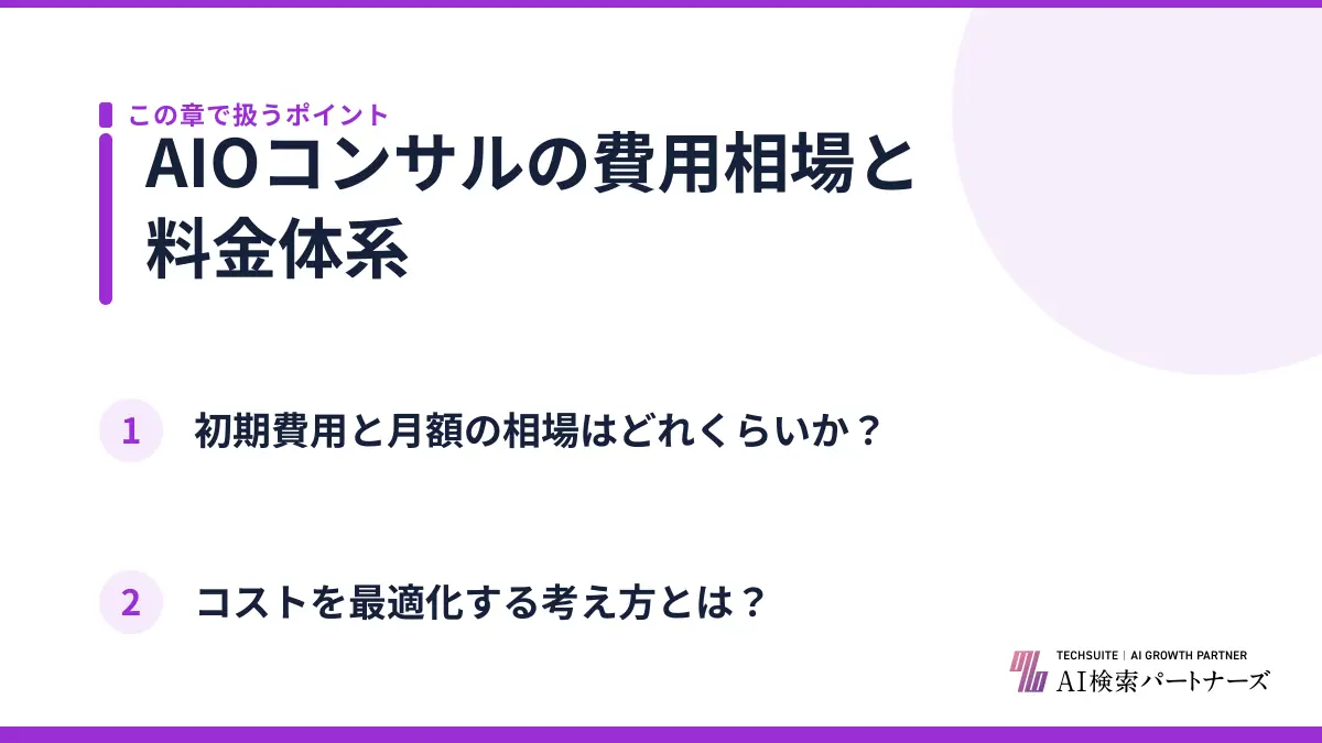 AIOコンサルの費用相場と料金体系