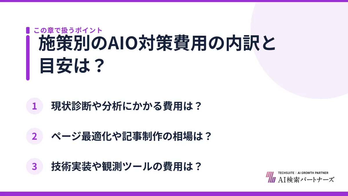 施策別のAIO対策費用の内訳と目安は？
