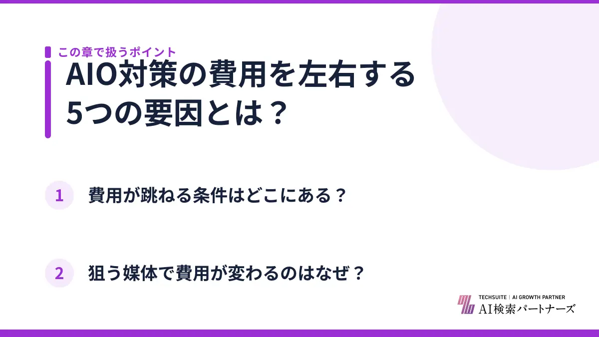 AIO対策の費用を左右する5つの要因とは？