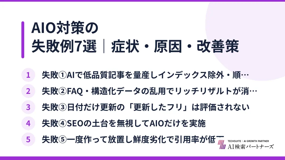 AIO対策の失敗例7選｜症状・原因・改善策
