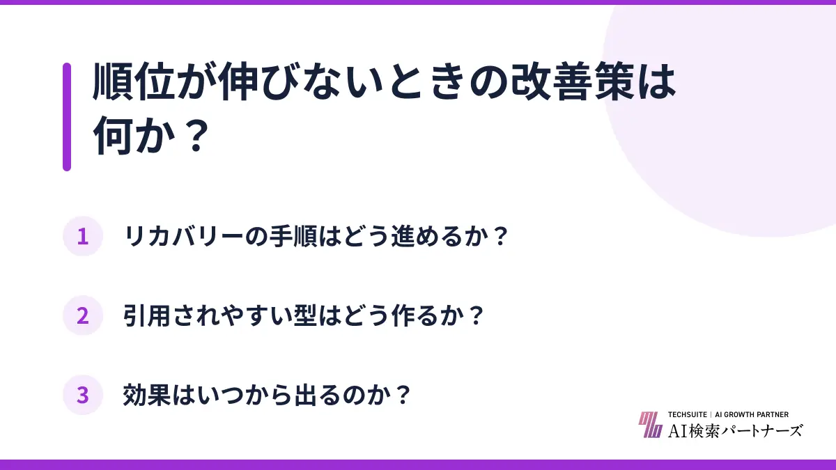 順位が伸びないときの改善策は何か?