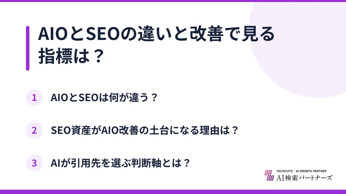 AIOとSEOの違いと改善で見る指標は?