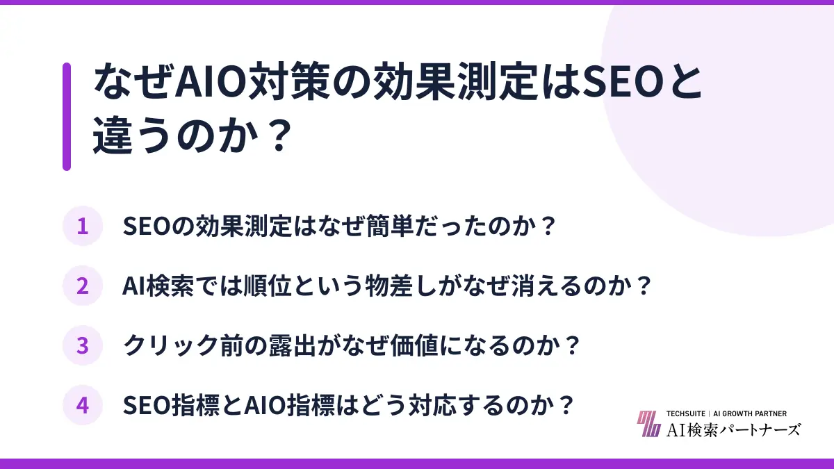 なぜAIO対策の効果測定はSEOと違うのか？