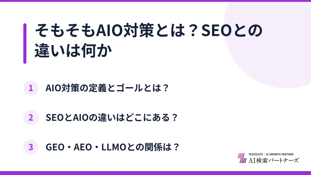 そもそもAIO対策とは?SEOとの違いは何か