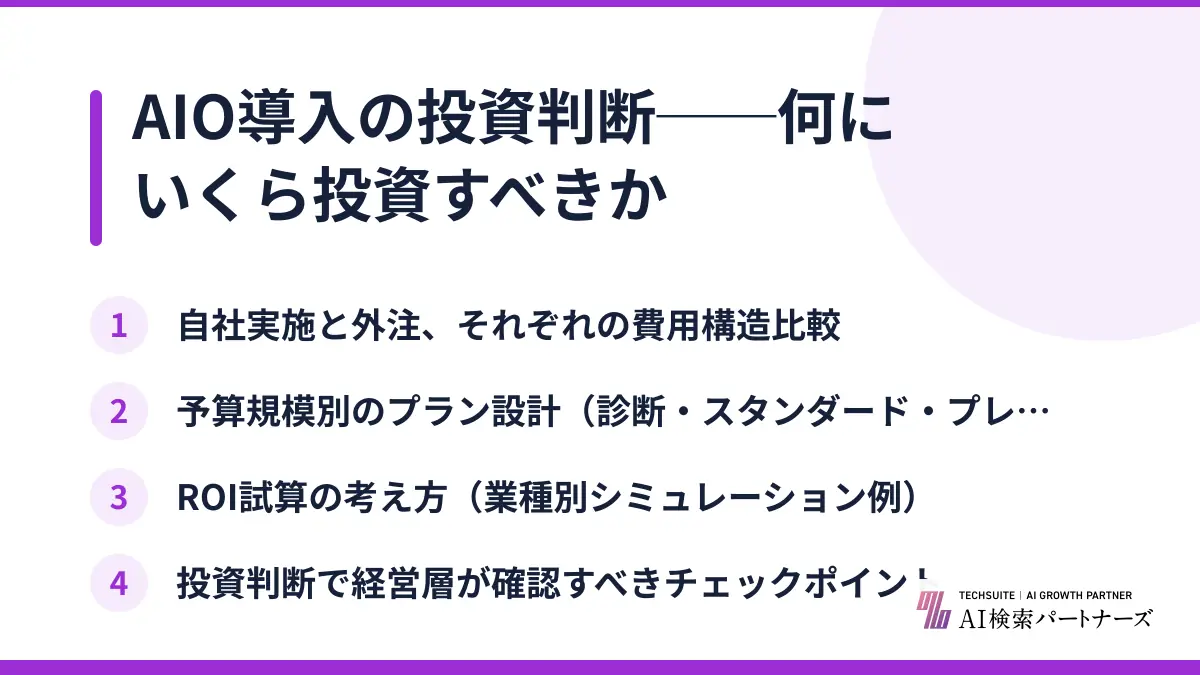 AIO導入の投資判断──何にいくら投資すべきか