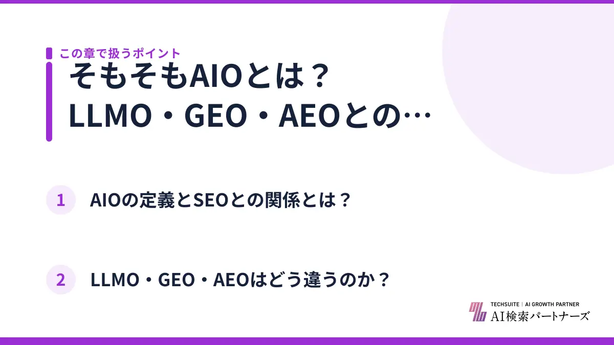 そもそもAIOとは？LLMO・GEO・AEOとの違い