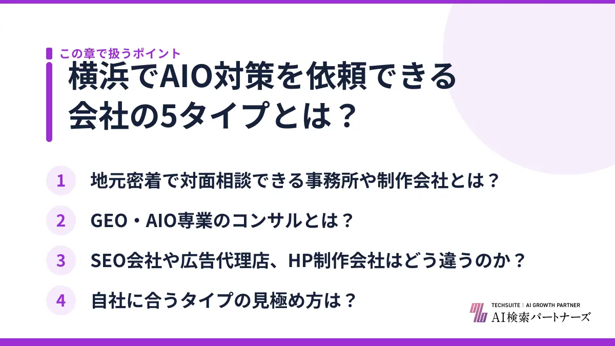 横浜でAIO対策を依頼できる会社の5タイプとは？