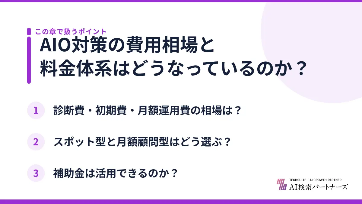 AIO対策の費用相場と料金体系はどうなっているのか？