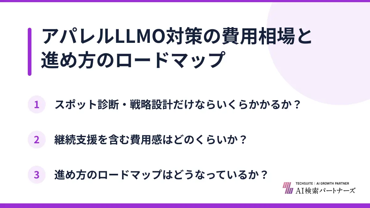 アパレルLLMO対策の費用相場と進め方のロードマップ