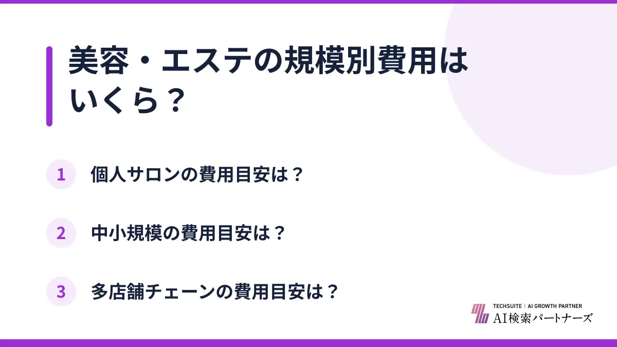 美容・エステの規模別費用はいくら？