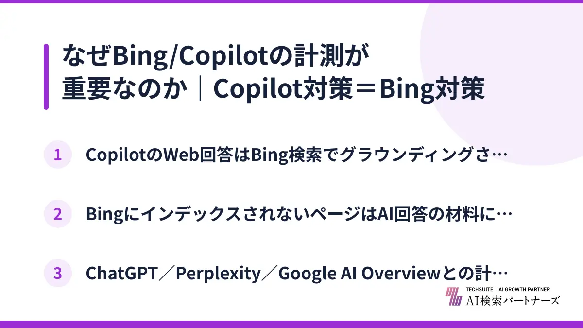 なぜBing/Copilotの計測が重要なのか｜Copilot対策＝Bing対策