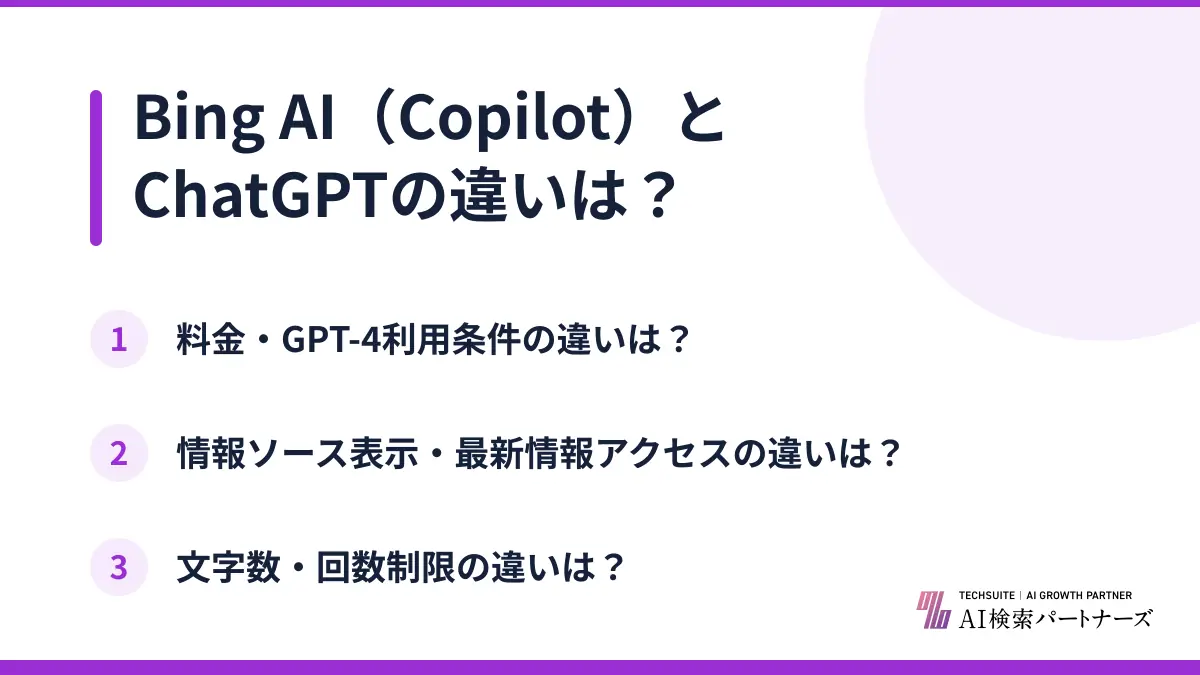 Bing AI（Copilot）とChatGPTの違いは？