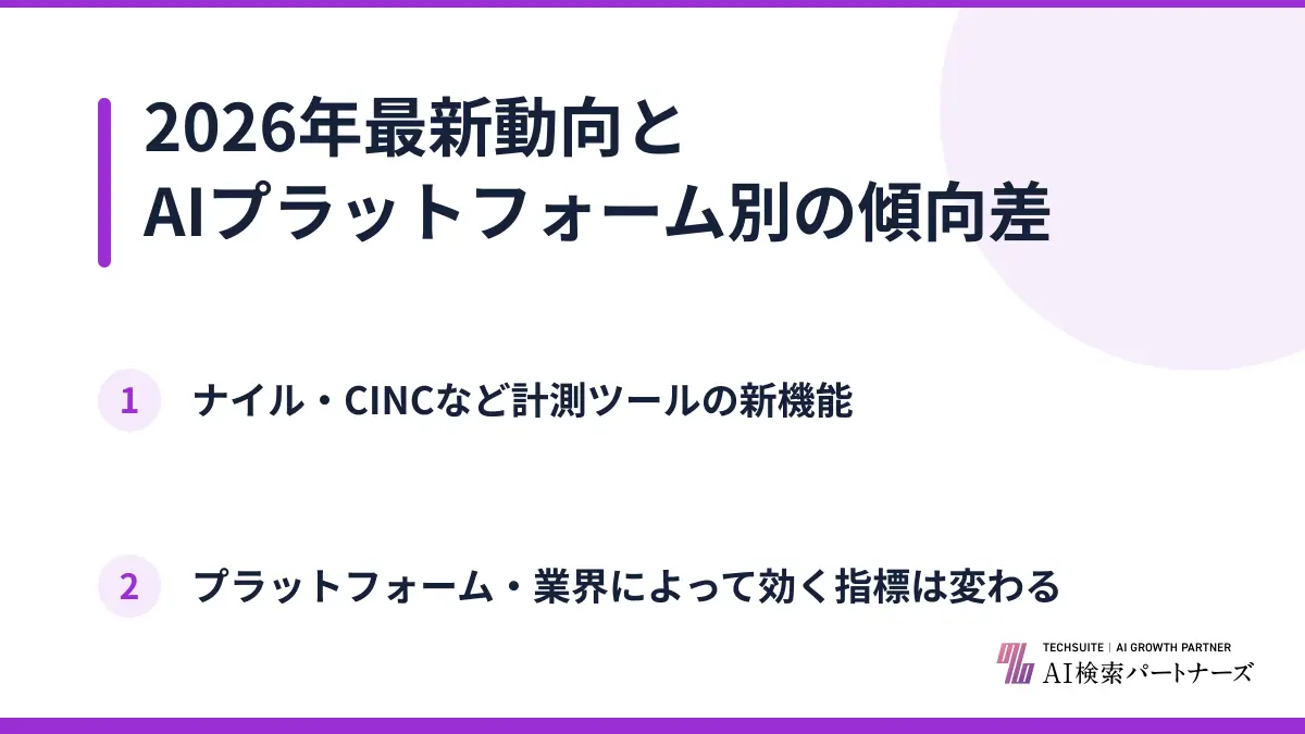 2026年最新動向とAIプラットフォーム別の傾向差