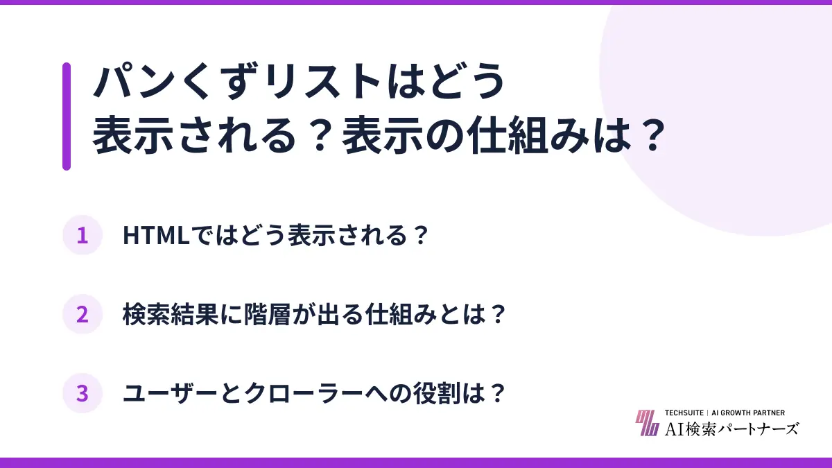 パンくずリストはどう表示される?表示の仕組みは?