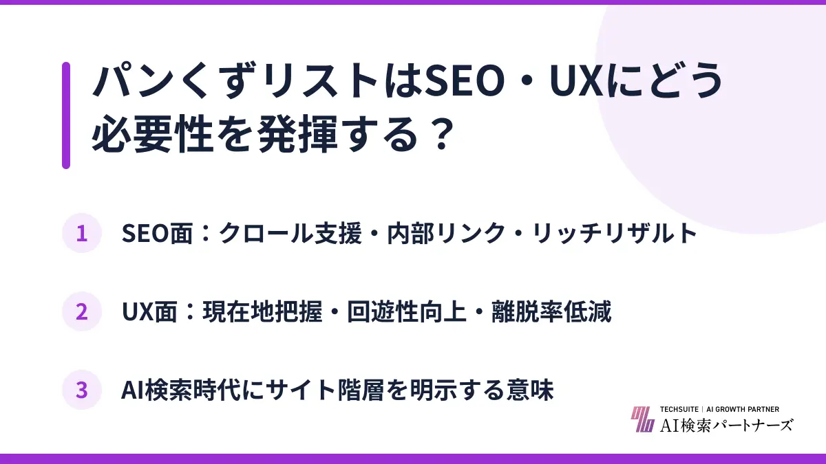 パンくずリストはSEO・UXにどう必要性を発揮する？