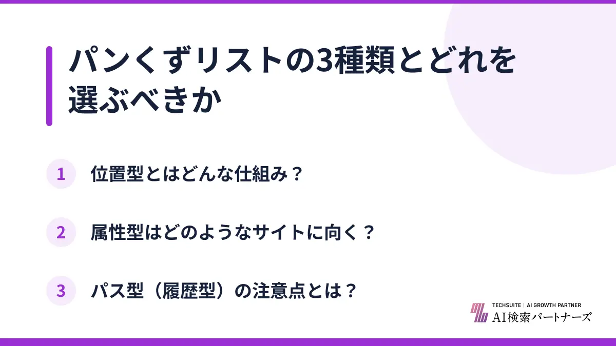 パンくずリストの3種類とどれを選ぶべきか