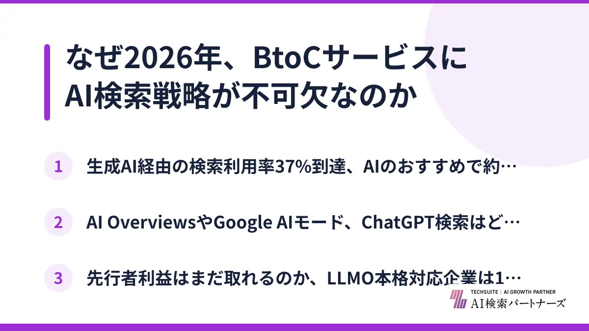 なぜ2026年、BtoCサービスにAI検索戦略が不可欠なのか
