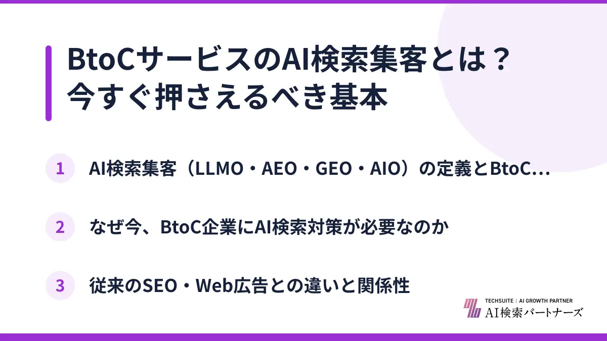 BtoCサービスのAI検索集客とは？今すぐ押さえるべき基本