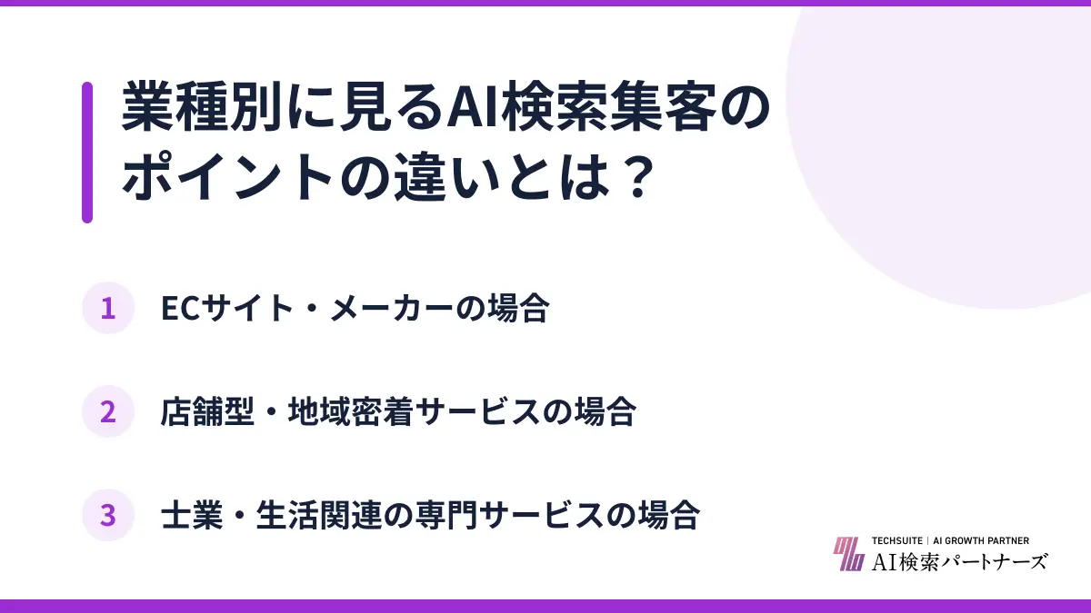 業種別に見るAI検索集客のポイントの違いとは？