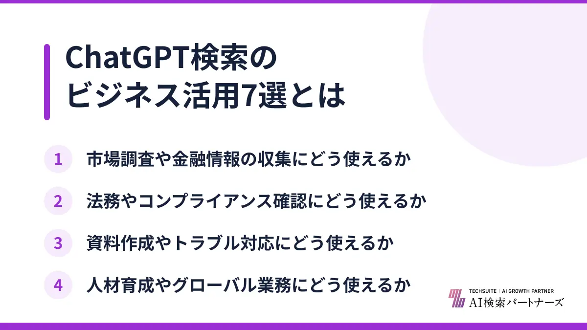 ChatGPT検索のビジネス活用7選とは