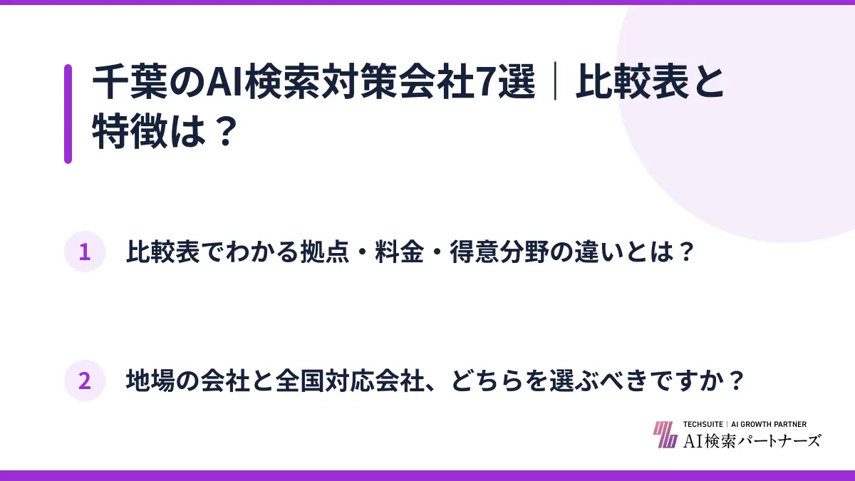 千葉のAI検索対策会社7選｜比較表と特徴は？