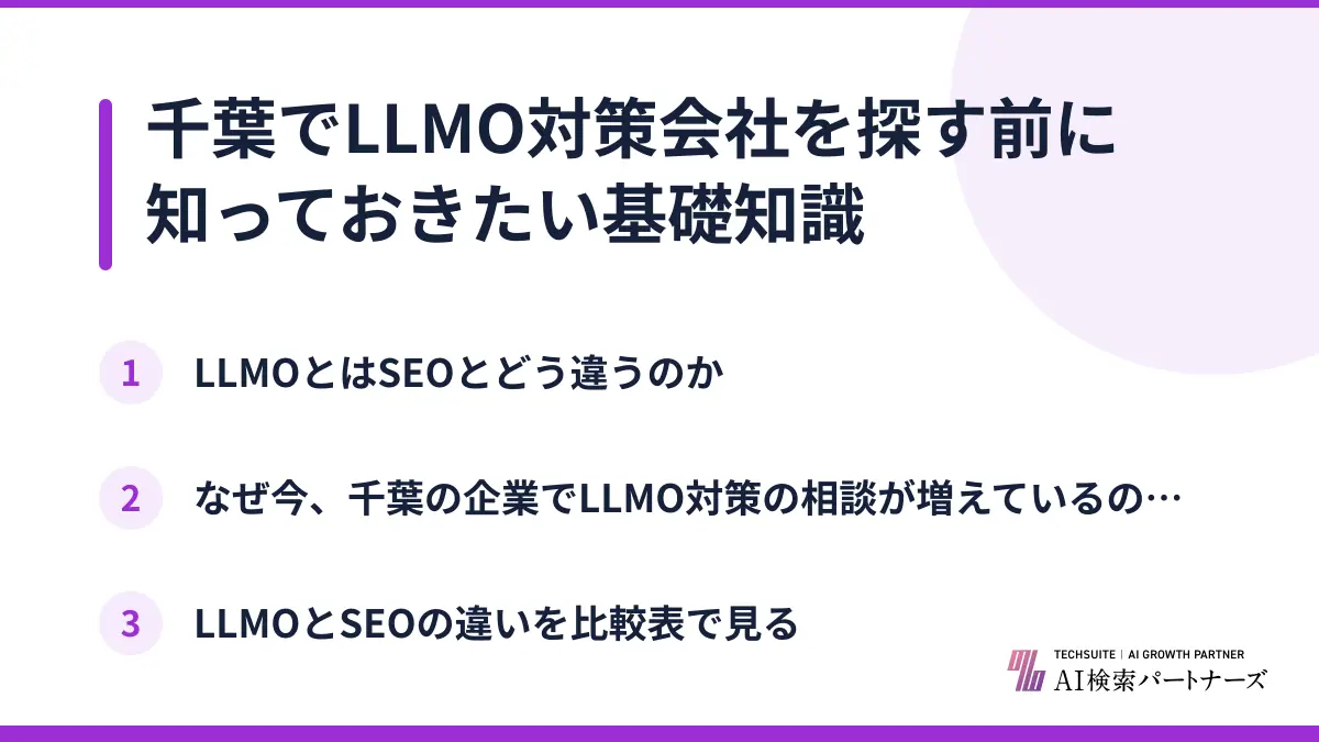 千葉でLLMO対策会社を探す前に知っておきたい基礎知識