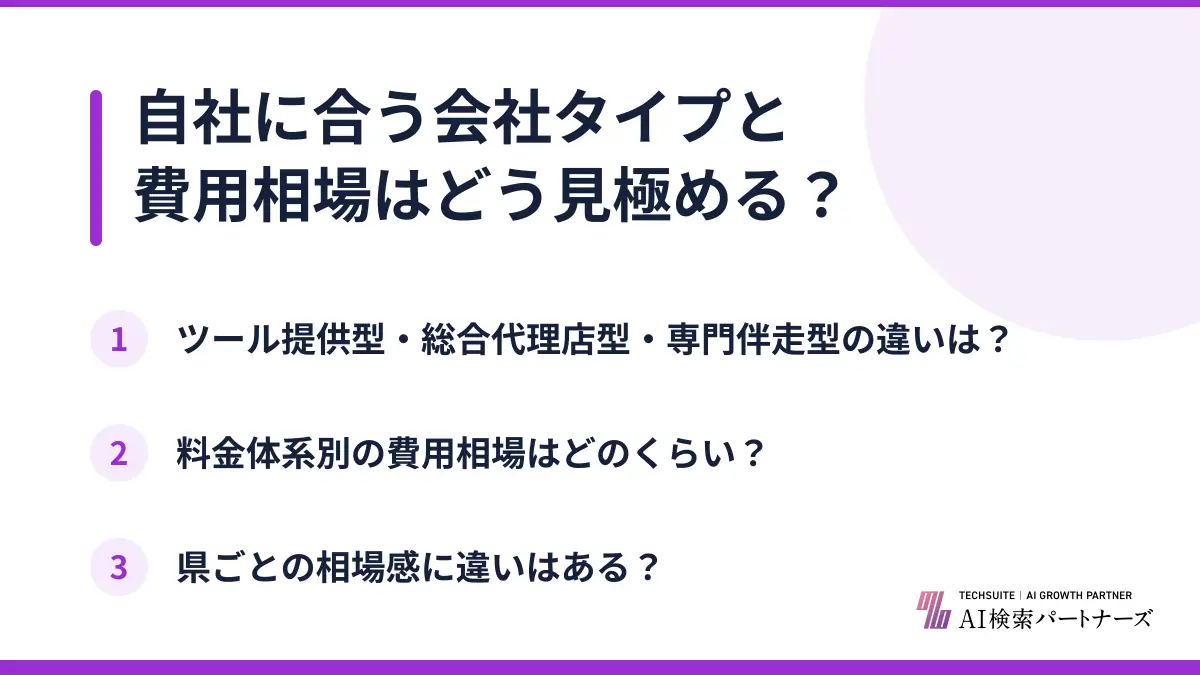 自社に合う会社タイプと費用相場はどう見極める？