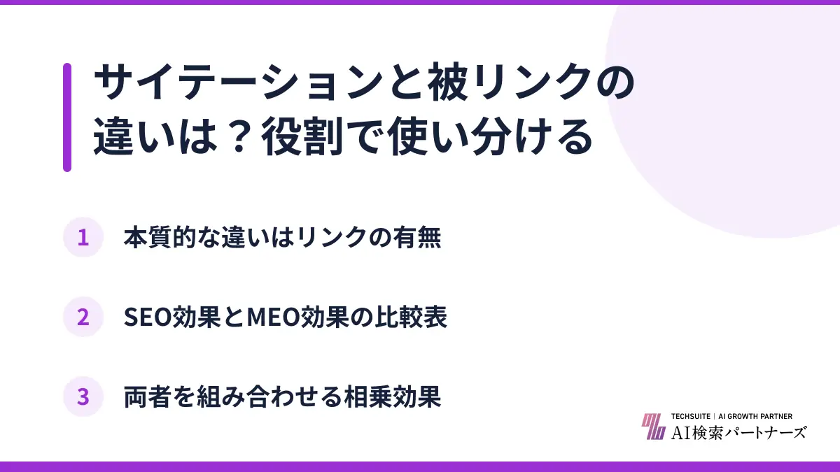 サイテーションと被リンクの違いは？役割で使い分ける