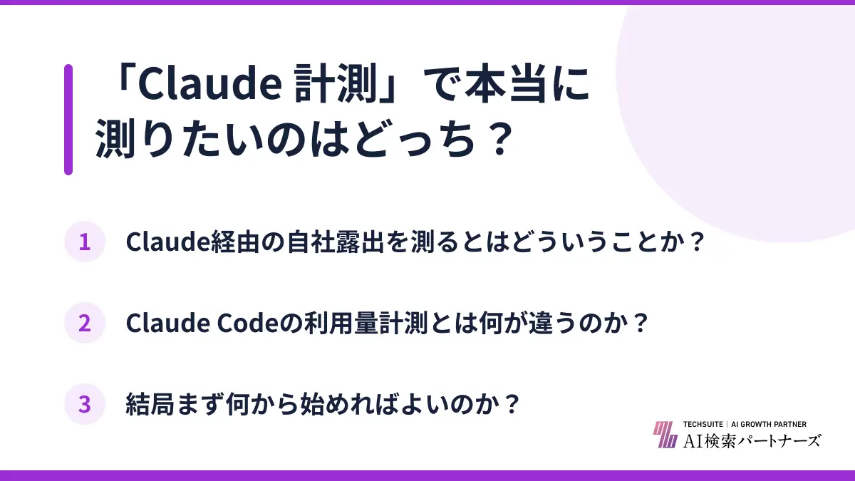 「Claude 計測」で本当に測りたいのはどっち？