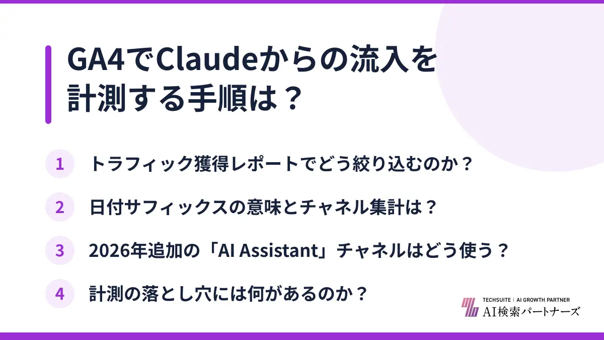 GA4でClaudeからの流入を計測する手順は？