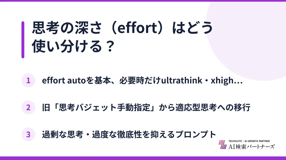 思考の深さ(effort)はどう使い分ける?
