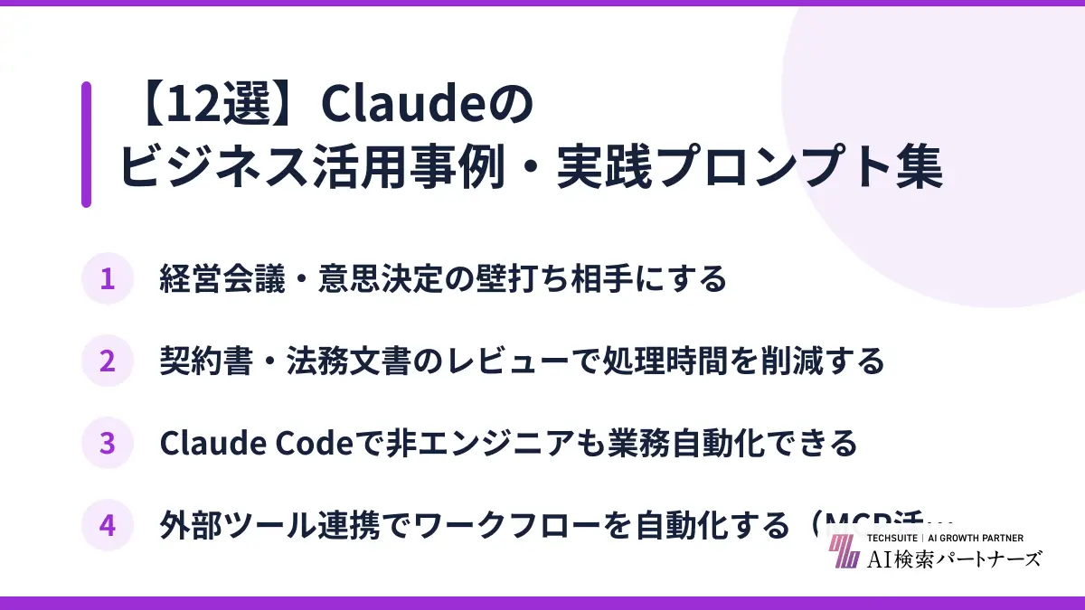 【12選】Claudeのビジネス活用事例・実践プロンプト集