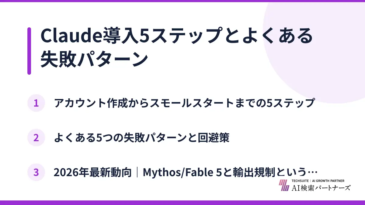 Claude導入5ステップとよくある失敗パターン