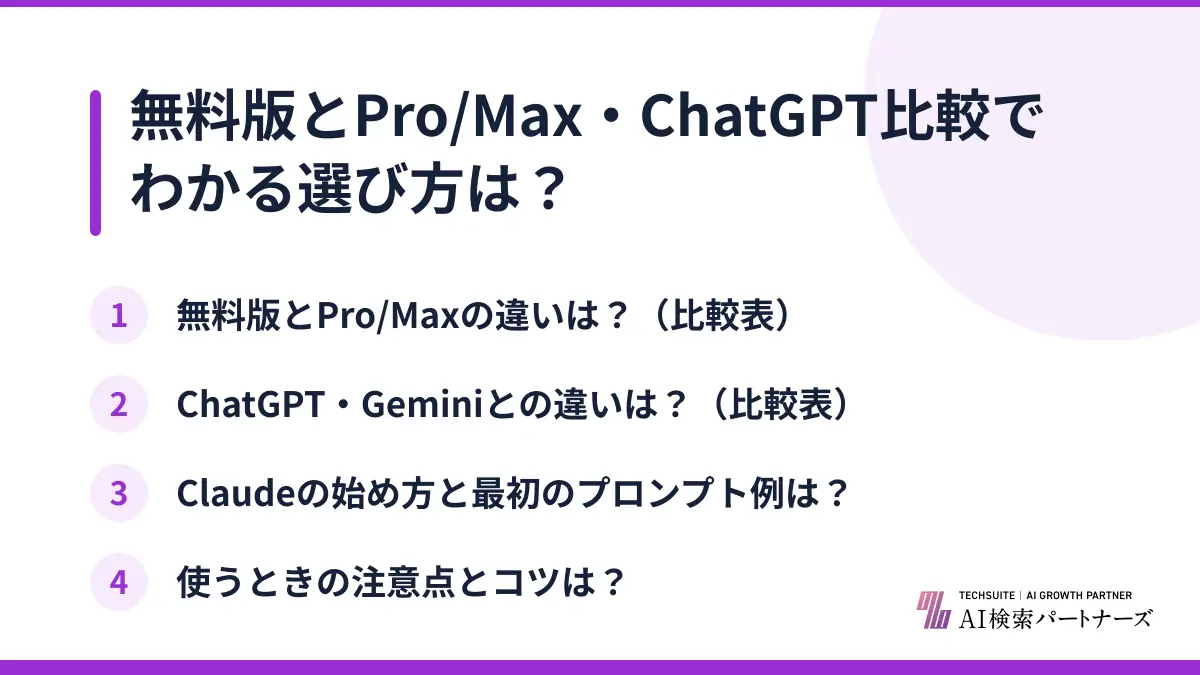 無料版とPro/Max・ChatGPT比較でわかる選び方は？