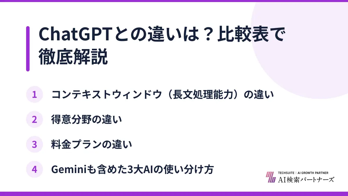 ChatGPTとの違いは?比較表で徹底解説