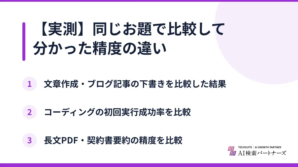 【実測】同じお題で比較して分かった精度の違い