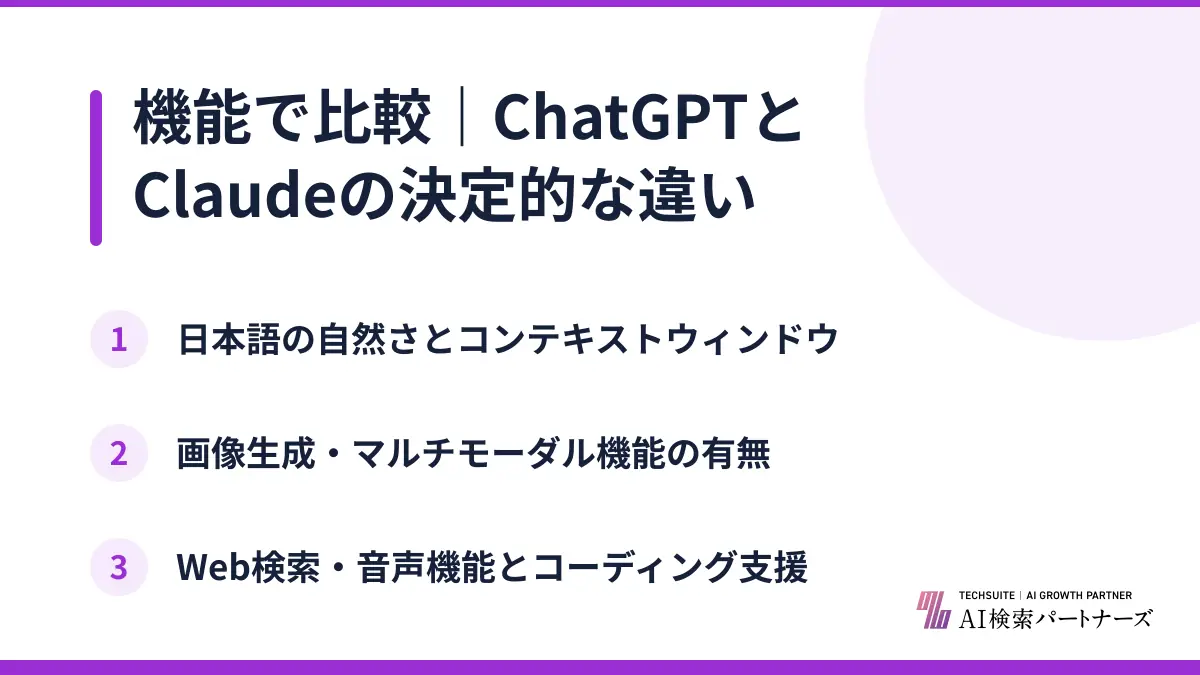 機能で比較｜ChatGPTとClaudeの決定的な違い