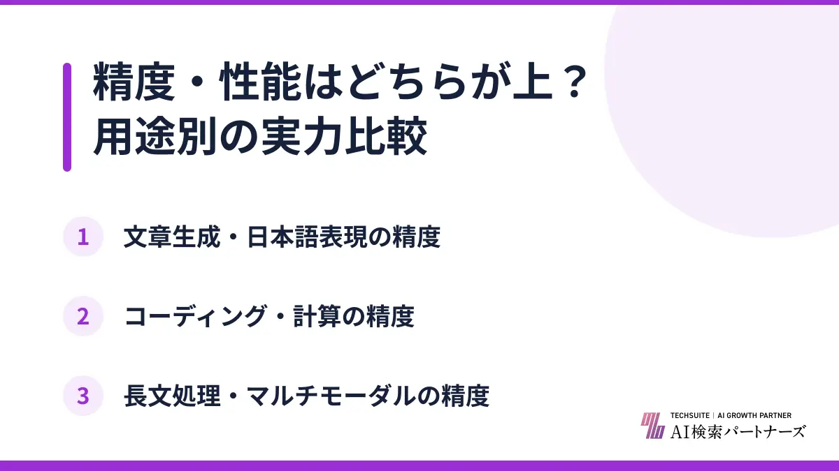 精度・性能はどちらが上?用途別の実力比較