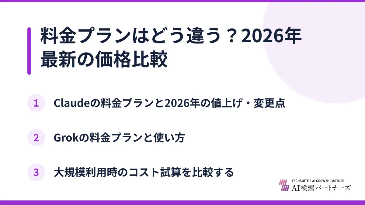 料金プランはどう違う？2026年最新の価格比較