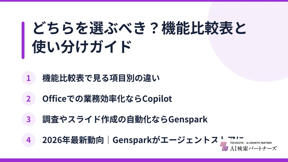 どちらを選ぶべき？機能比較表と使い分けガイド