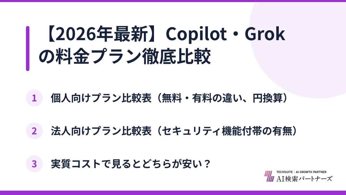 【2026年最新】Copilot・Grokの料金プラン徹底比較